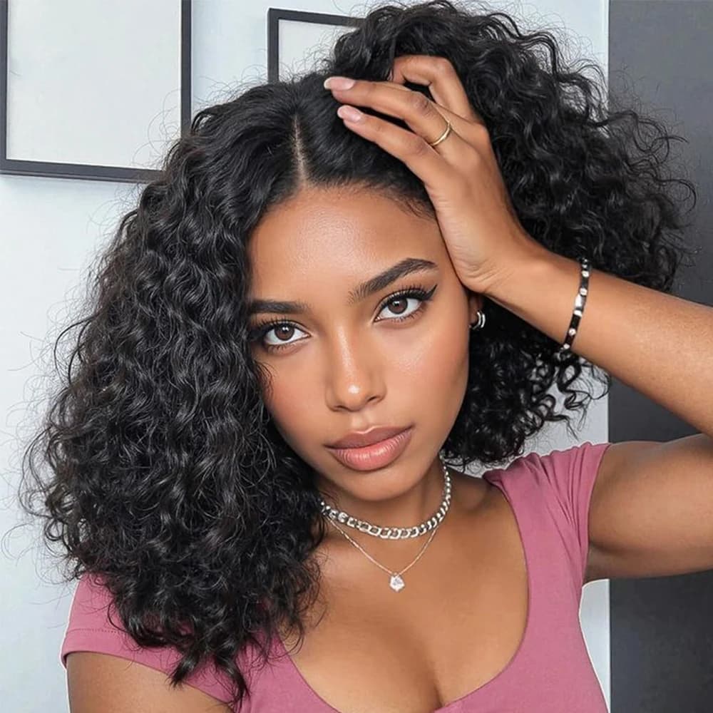 14 16 Inch Brazilian Deep Curly Short Bob 13x4 HD Lace Frontal Wigs 13x6 Lace Front Wig Water Wave 100% Human Hair Wig for Women