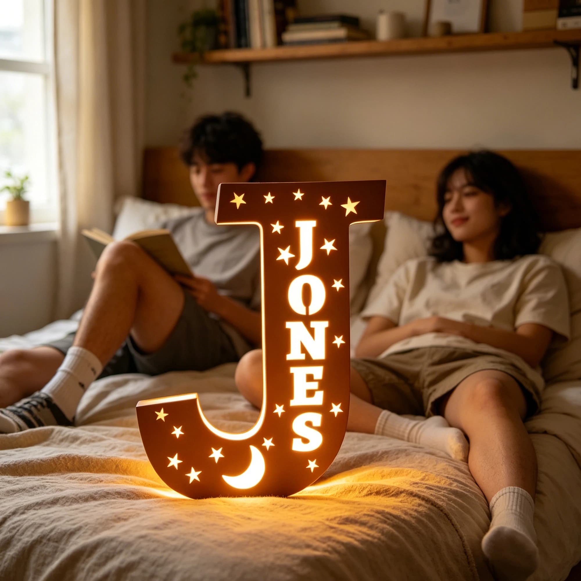 1Pc Custom USB Powered Wooden Alphaet Name Light Sign Ornament,Home Room Decor,Wedding Birthday Anniversary Graduation Gift