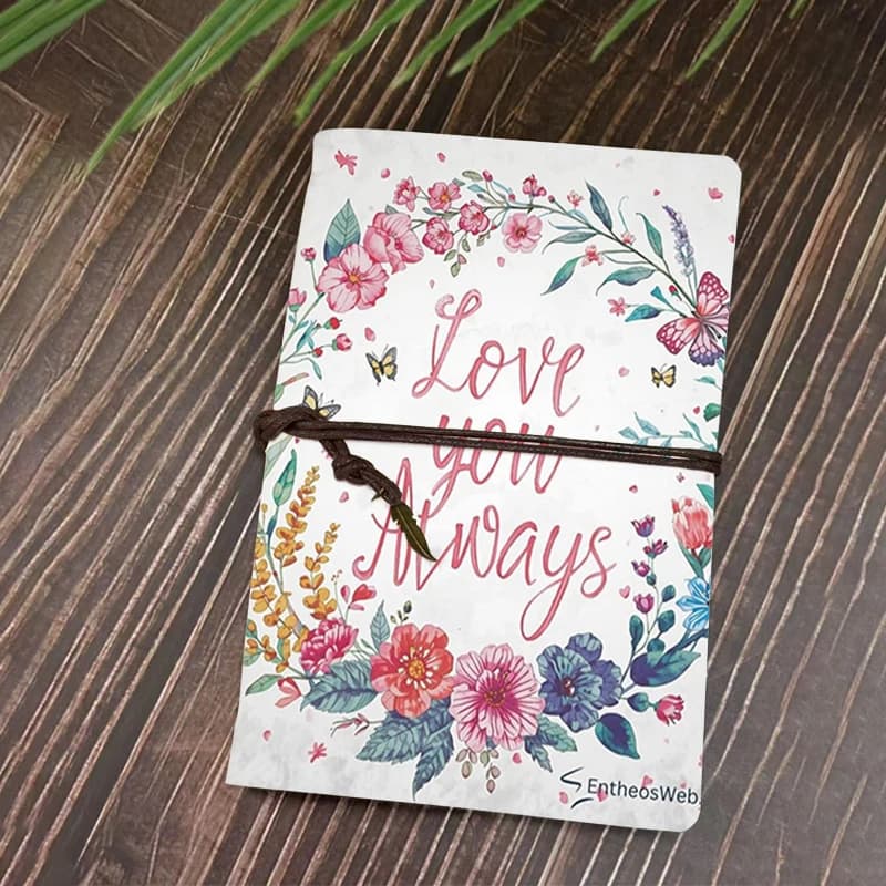 Quaderno A6 vintage con fiori selvatici e farfalle in acquerello, con citazione 'Love You Always', carino diario floreale per ragazze e donne