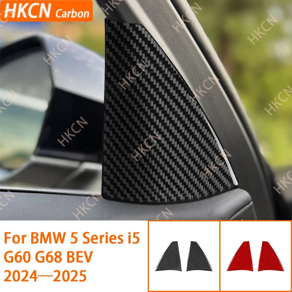 In Fibra di Carbonio Interno A-piro Porta Post Pannello di Rivestimento Della Copertura Accessori Auto Decorazione Adesivo Per BMW Serie 5 i5 G60 G68 2024 2025