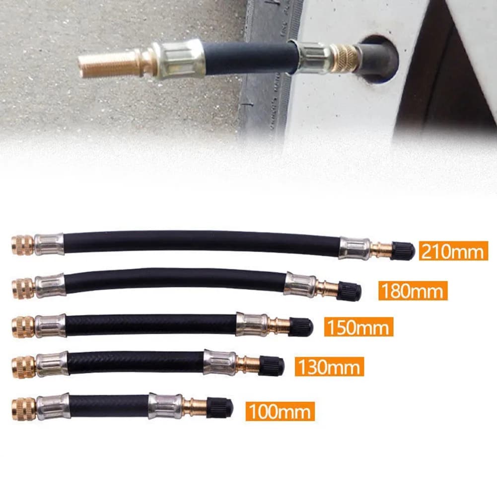 1 pz Tubo di Prolunga della Pompa di Aria 100/130/150/180/210mm Valvola della gomma in Rame Stelo Adattatore di Estensione Palo Tubo di Gomma gonfiaggio dei pneumatici
