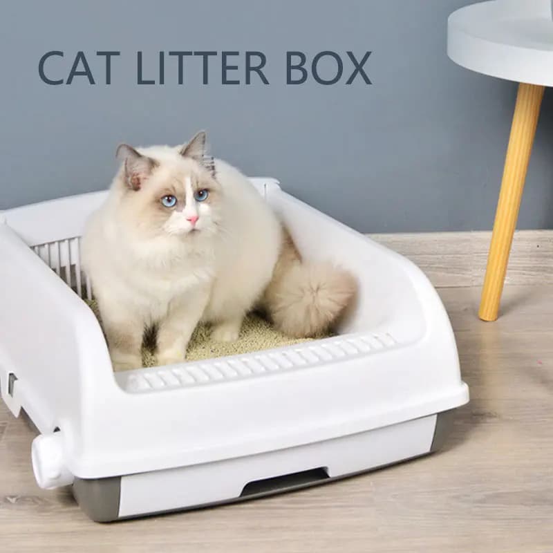 2025 Semi-automatic Litter Box Cleaning Oversized Deodorant Pooper Spatter-proof Semi-enclosed Cat Toilet