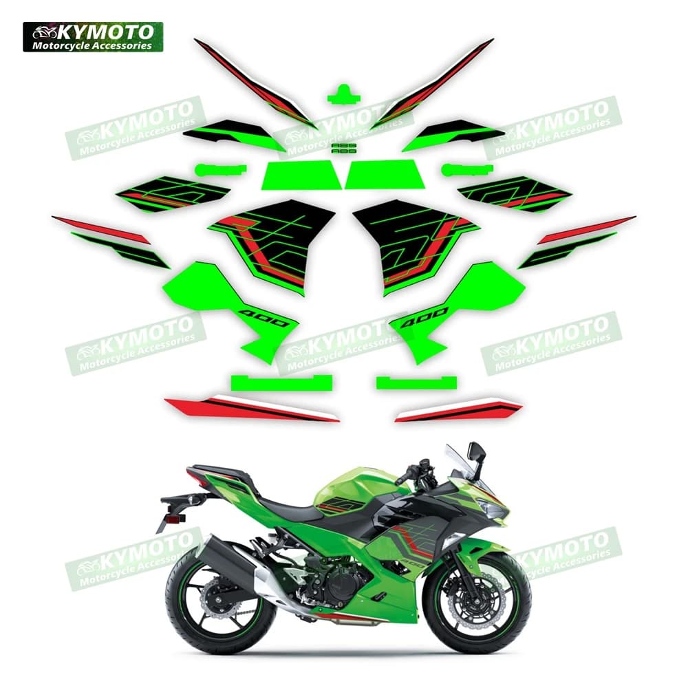 Adesivi moto per Kawasaki NINJA400 Ninja 400 decorazione da corsa serbatoio carburante logo motore carenatura casco decalcomanie in vetro set completo