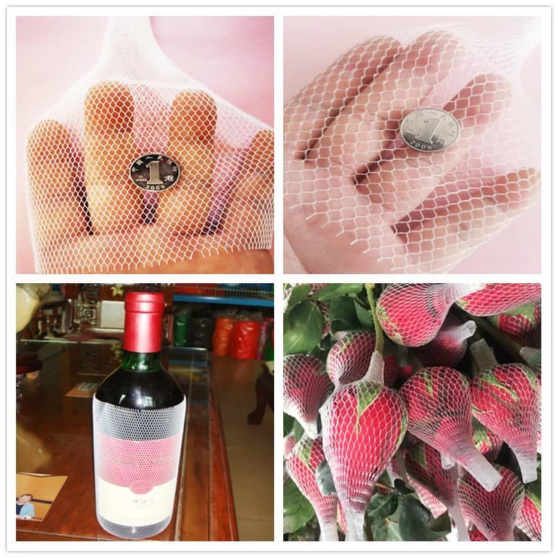 Copertura in rete Anti collisione e graffio manicotto protettivo copertura in rete di nylon bianco pennello per trucco rosa bottiglia di vino rosso protettiva