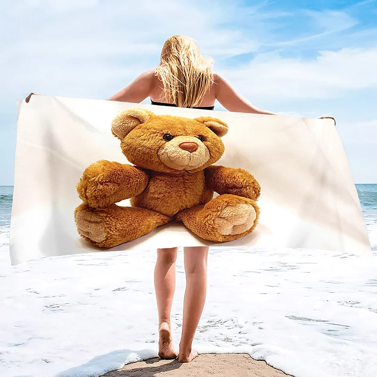 Asciugamano da spiaggia Bear Toys, asciugamano da bagno oversize in microfibra, regali per adulti, asciugamani da viaggio sportivi per piscina da bagno ad asciugatura rapida senza sabbia