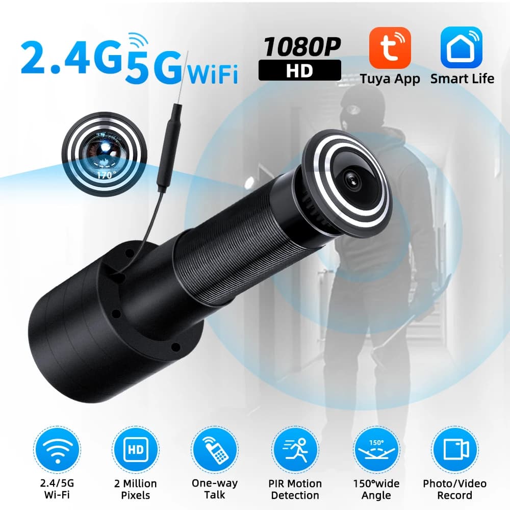 Tuya Smart Video Spioncino 2.4G e 5G Wifi Telecamera Rilevazione movimento Visualizzatore porta Video-occhio Citofono wireless Sicurezza domestica Registrazione automatica