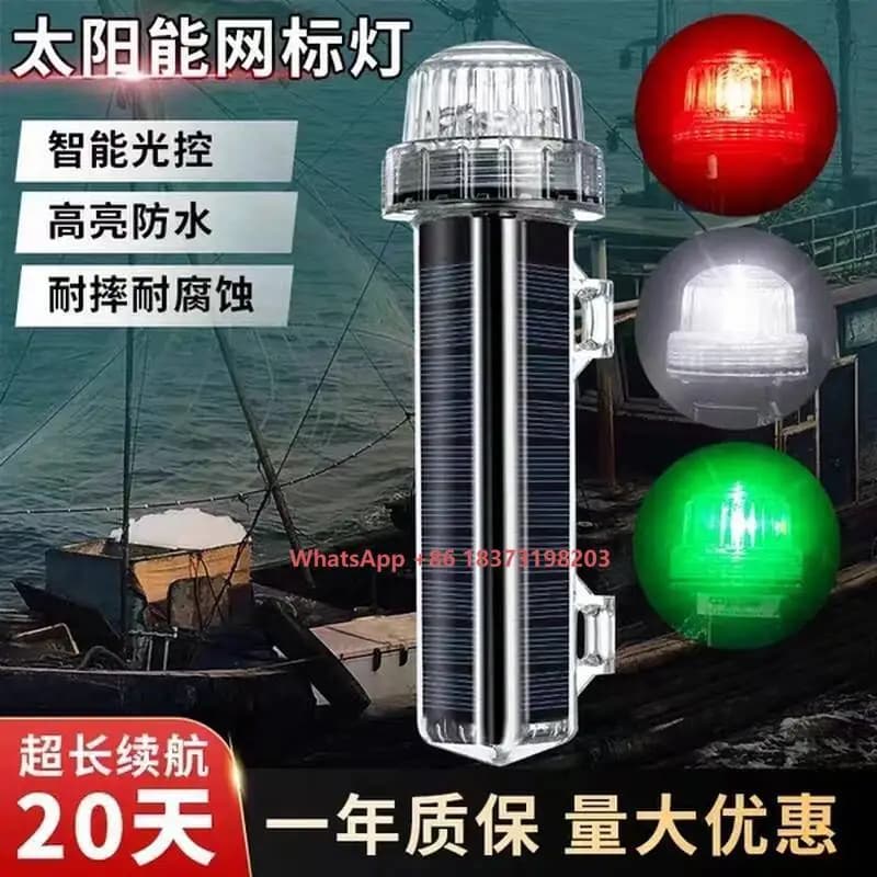 Faro netto ad energia solare Luce di segnalazione marina Faro di navigazione Boa da pesca LED lampeggiante impermeabile Navigazione notturna Warni