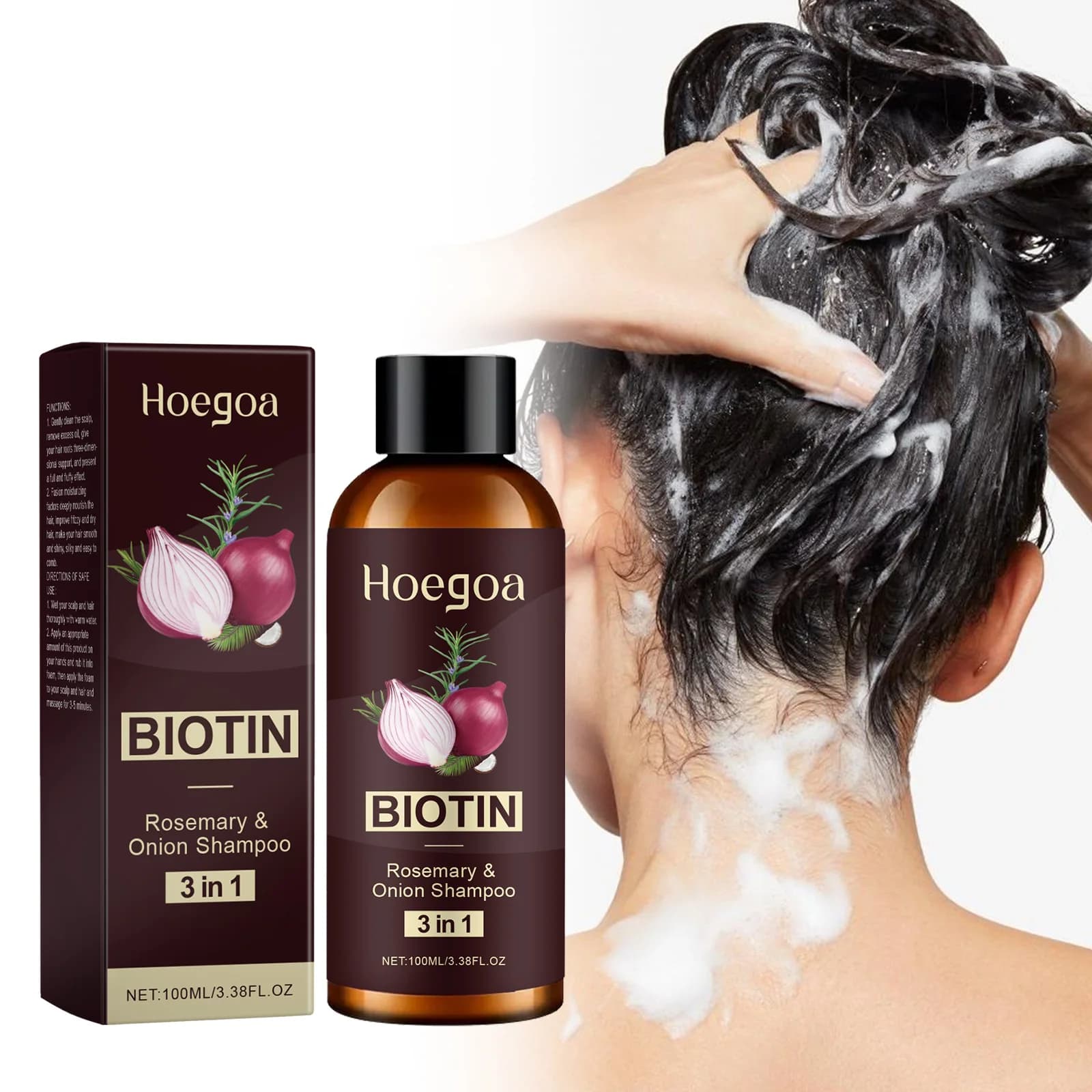 Biotin shampoo to rosemary 3 in 1 for hair growth, thickening, anti-loss, strengthening, oil control of roots, volumizing shampoo for deep cleansing