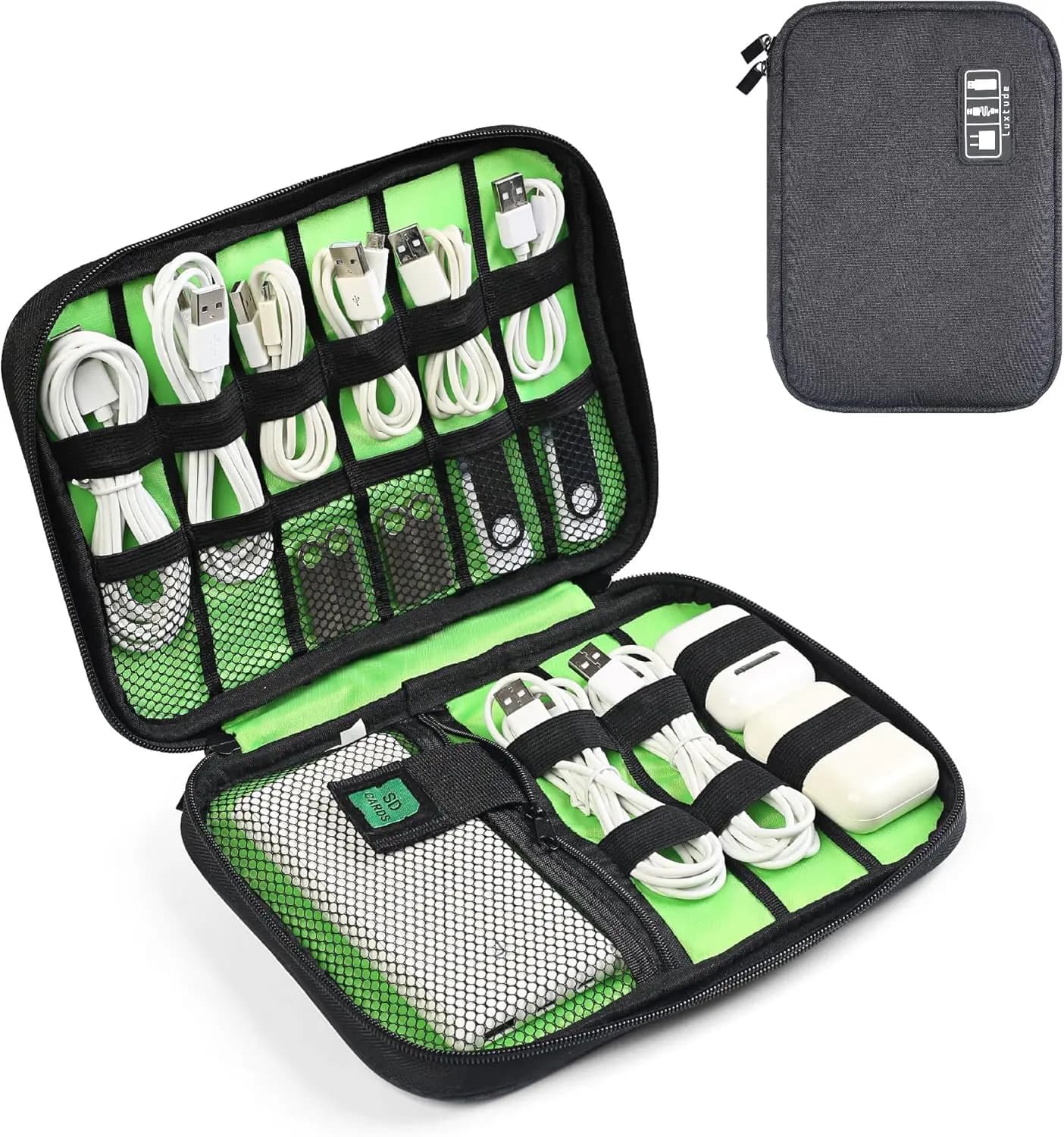 Borsa Organizer per Cavi da Viaggio, Custodia per Cavi Piatta, Accessori Essenziali da Viaggio per Organizzare Cavi/Caricatori/Accessori Tecnici/Regali Tech