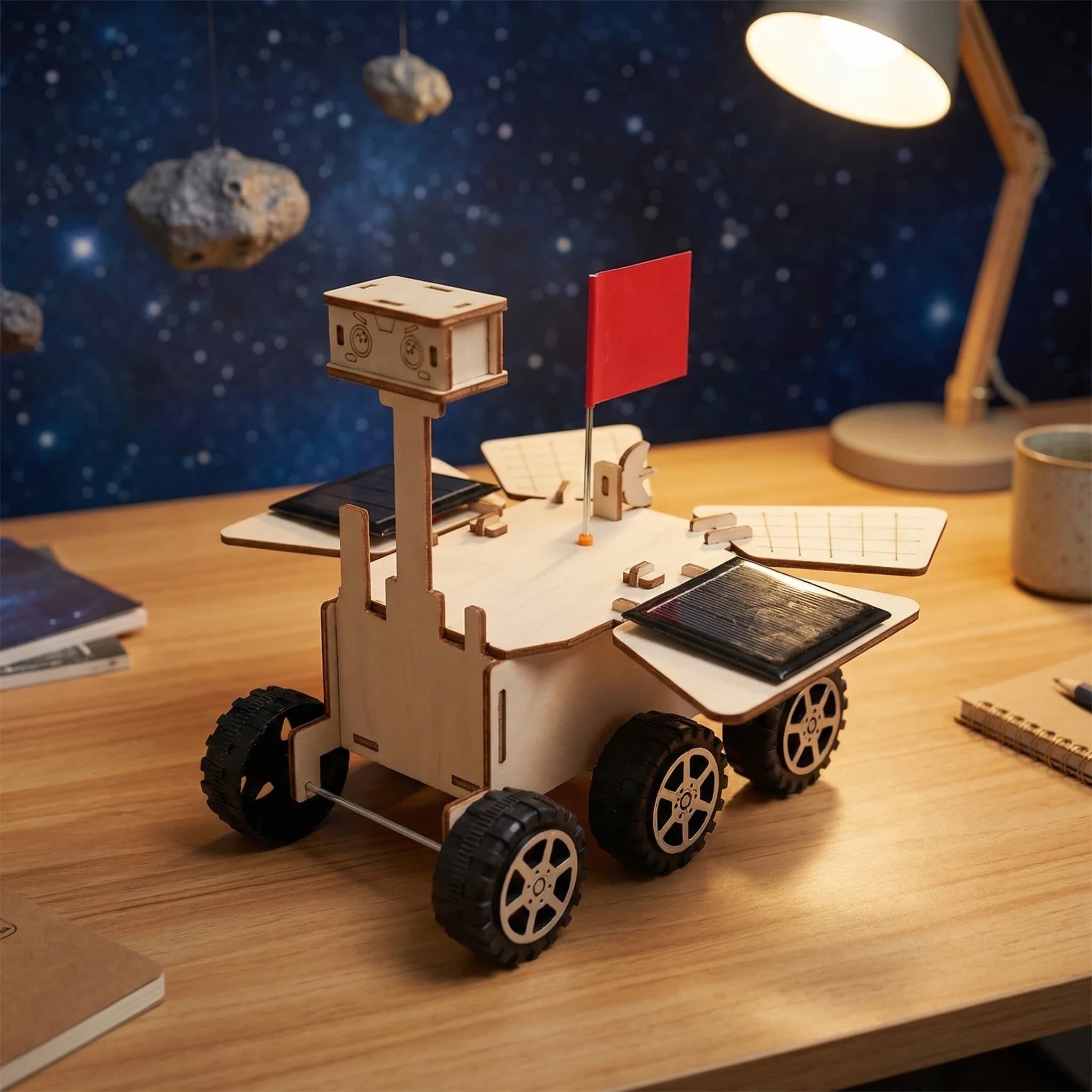 Rover solare di Marte, modelli di assemblaggio fai-da-te per bambini, puzzle 3D in legno, regali educativi per bambini con esperimenti scientifici