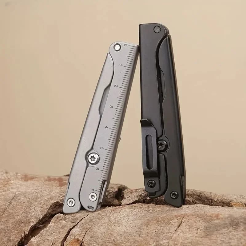 Portable multifunctional foldable scissors, stainless steel outdoor survival tool for camping fishing hunting