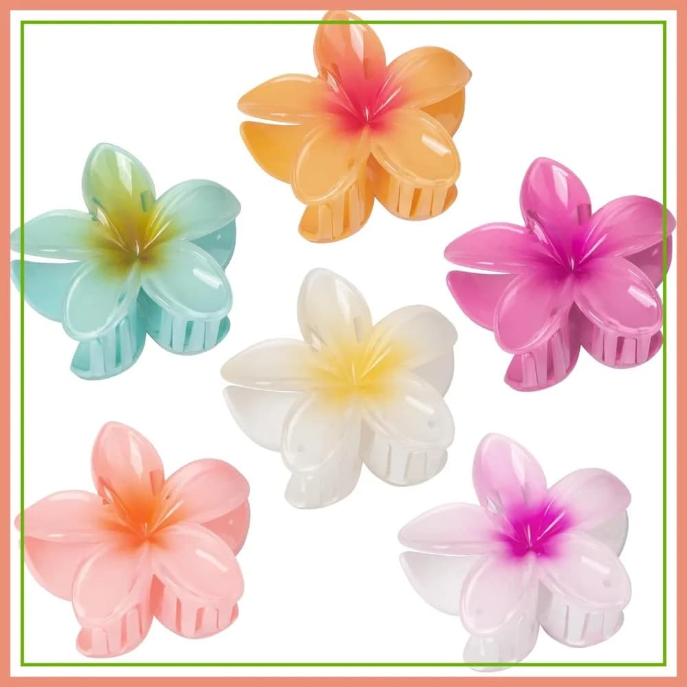 6 fermagli per capelli a forma di fiore per donna, fermagli per capelli hawaiani a forma di ibisco, accessori per capelli estivi da spiaggia