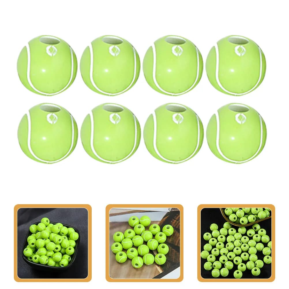 300 Pezzi Perline a Forma di Pallina da Tennis per Creazione di Gioielli, Fai-da-Te, Braccialetti, Collane, Orecchini, Portachiavi, Charm a Tema Sportivo