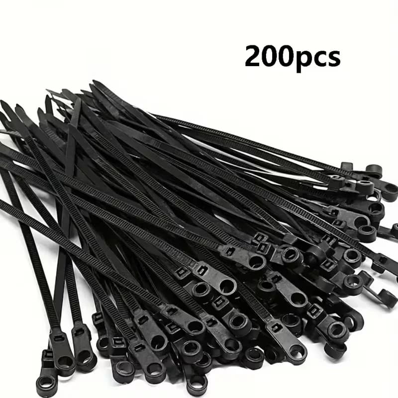 Fascette per cavi in nylon da 200 pezzi Fascette per cavi autobloccanti Cinghie Organizzatore Cavi regolabili Anello di fissaggio Fascette per cavi per ufficio domestico