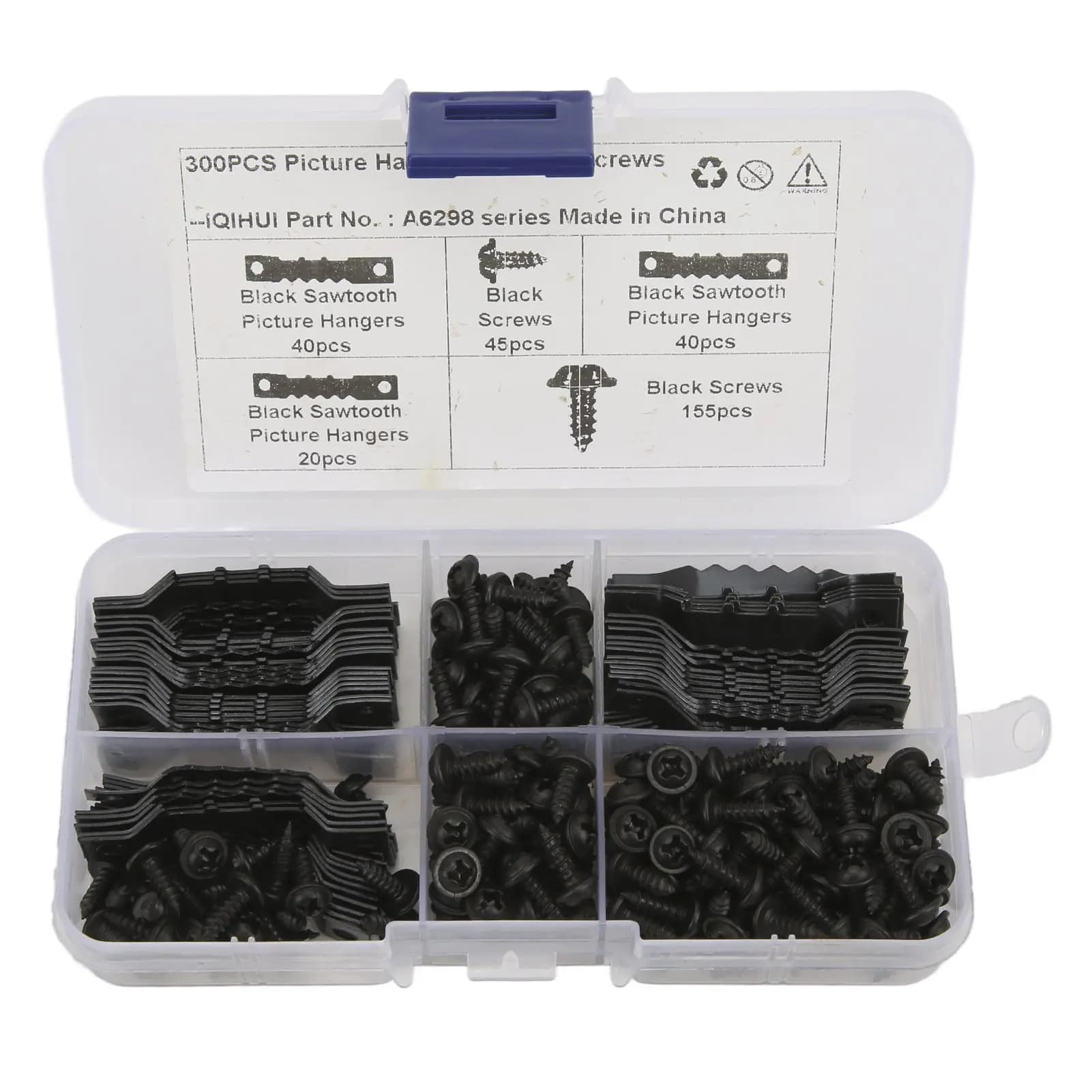100Pcs Sawtooth Picture Hangers Rust Resistant Stable Durable Seamless Sawtooh Frame Hanging Hooks with 200Pcs Screws