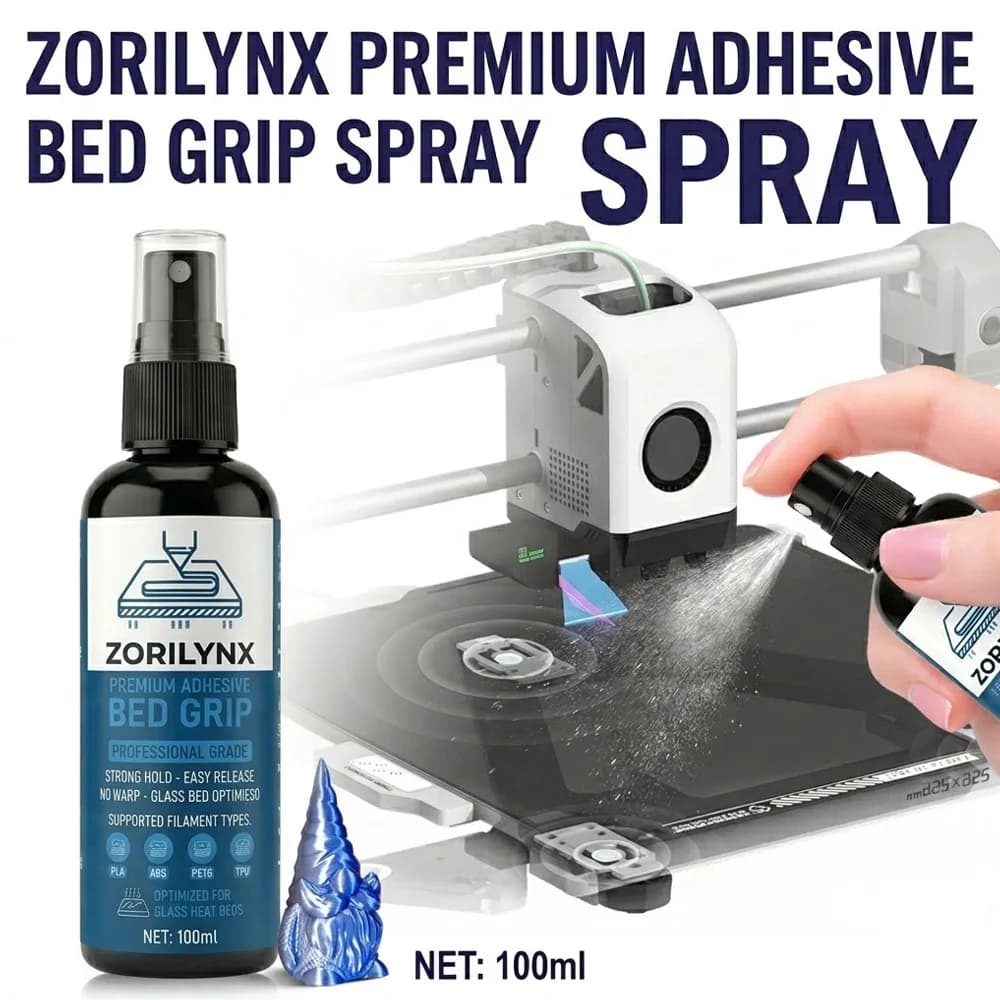 100ML 3D Printer Glue Spray Bed Adhesion Enhancer Glass Bed Optimized Anti Warp for PLA ABS PETG TPU Filament ZORILYNX Spray