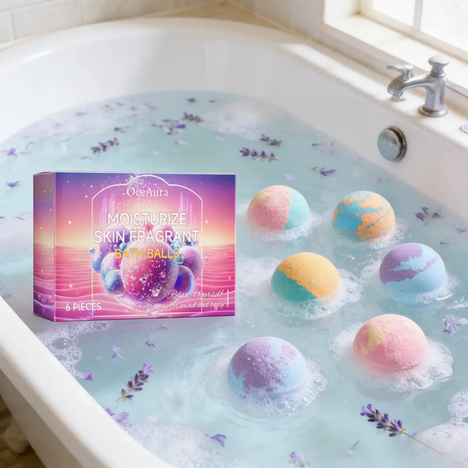 OceAura Balls Effervescent from Soft Bath and Lisce for Body Care, Hydrating, Improve Skin Elasticity, Set Gift Products Shower for Women