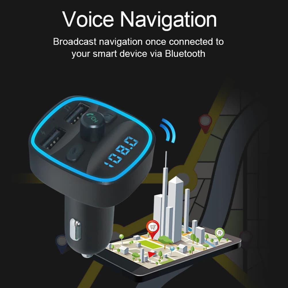 Lettore MP3 Caricatore USB doppio a ricarica rapida Pratico trasmettitore FM 5.0 compatibile con Bluetooth per auto d'epoca, multifunzionale e durevole
