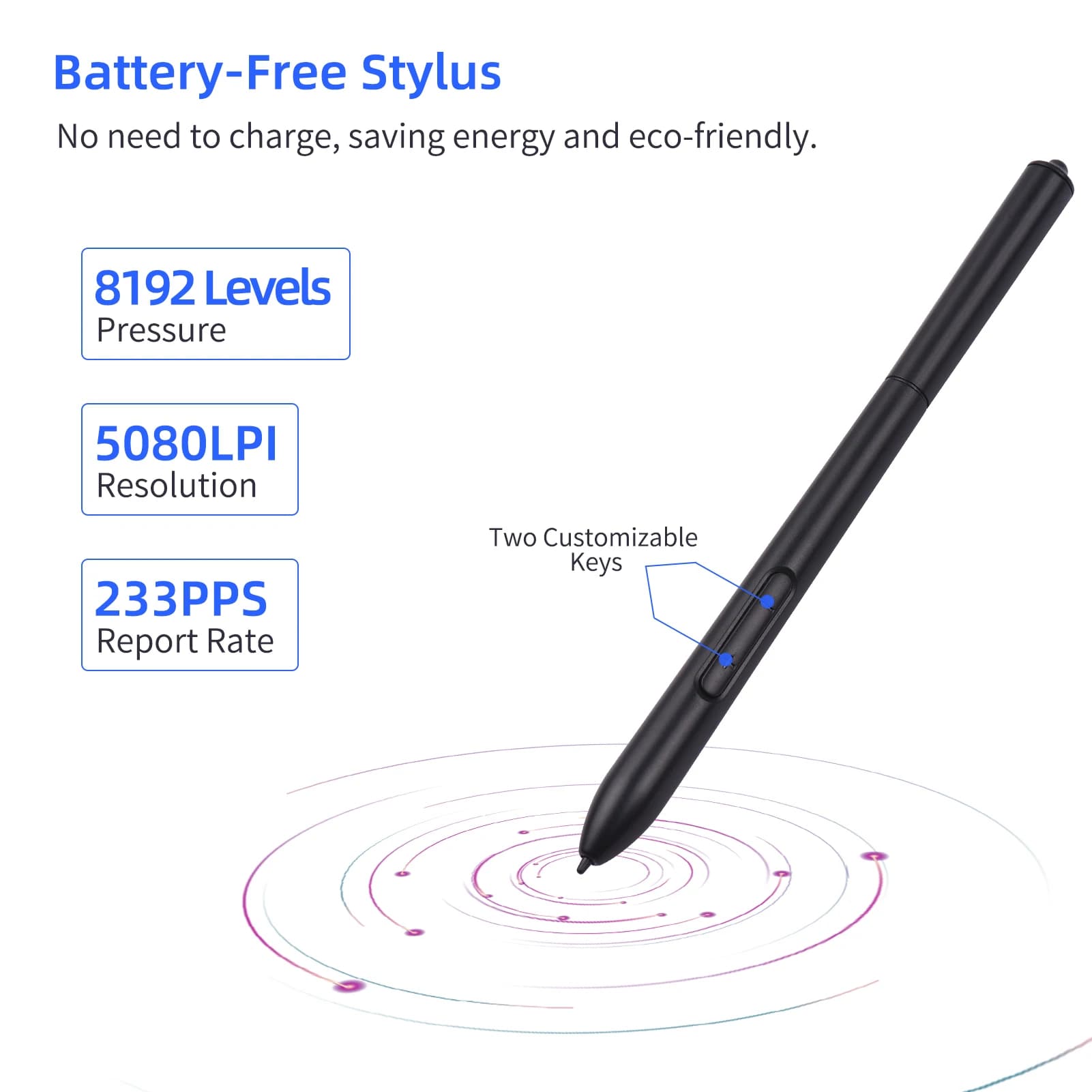 Batteria - 8192 livelli di pressione compatibili con la tavoletta grafica VIN1060PLUS/T608
