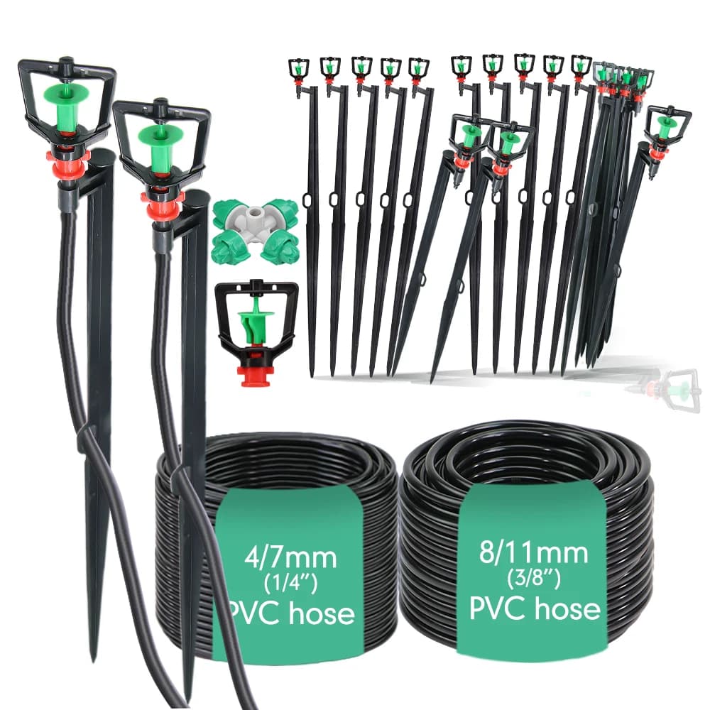 Sistema di irrigazione per irrigazione a spruzzo con palo da 50 cm per tubo da giardino da 3/8 "per attrezzatura per irrigazione a nebulizzazione automatica per prato in serra