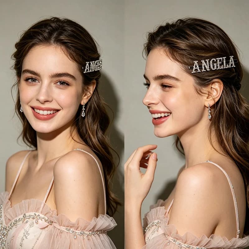 Unique Design Customized imitation Rhiestone Name Hair clips English Letters Hair Pins Unique Hair Ornaments for Birthday Gift