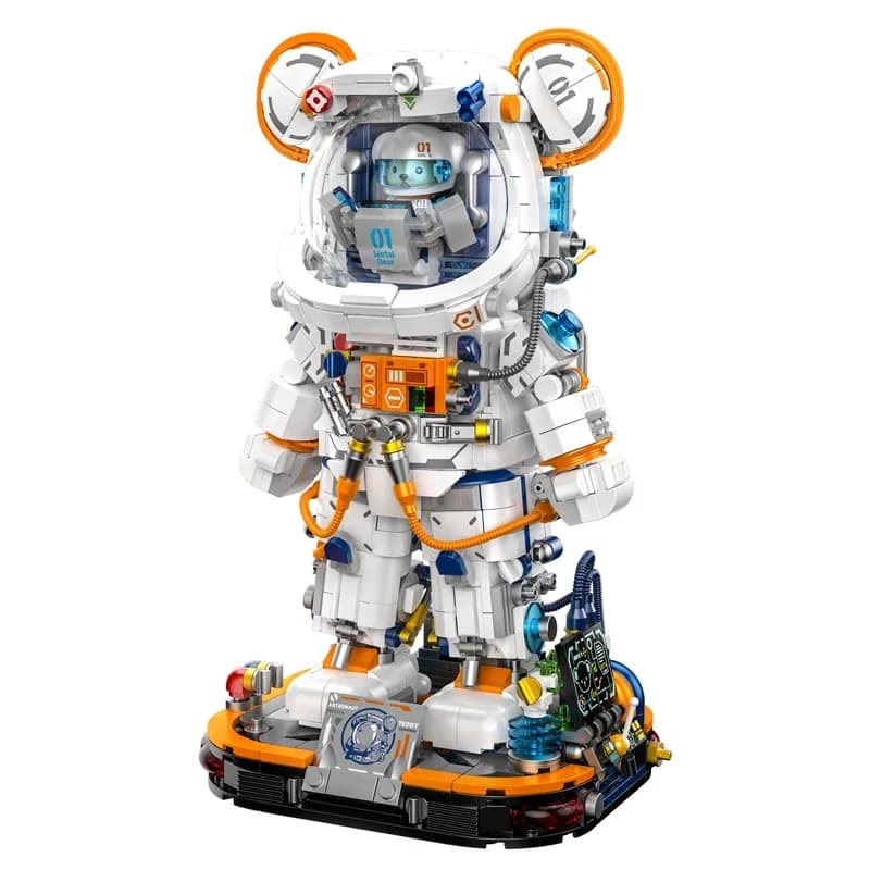 PANLOS Astronauta Teddy Bear Building Blocks Giocattoli Con LED Città Spazio Creativo MOC Robot FAI DA TE Giocattoli Dei Mattoni per I Ragazzi Regalo Per Adulti