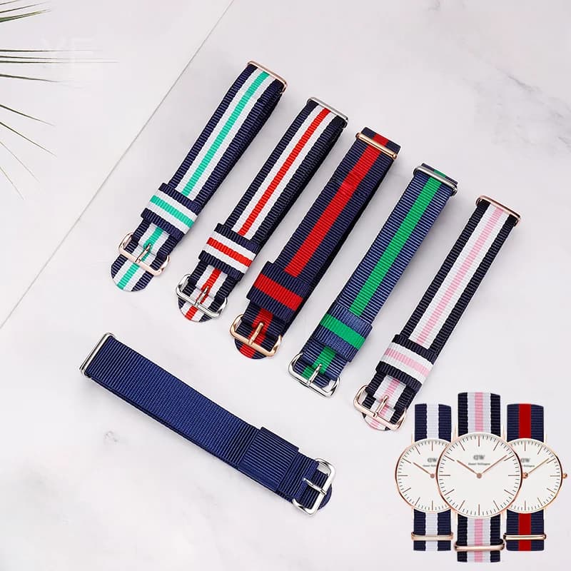 Per Daniel Wellington Watch per uomo e donna blu bianco nero cinturino per orologio in Nylon traspirante impermeabile 18 20 22mm