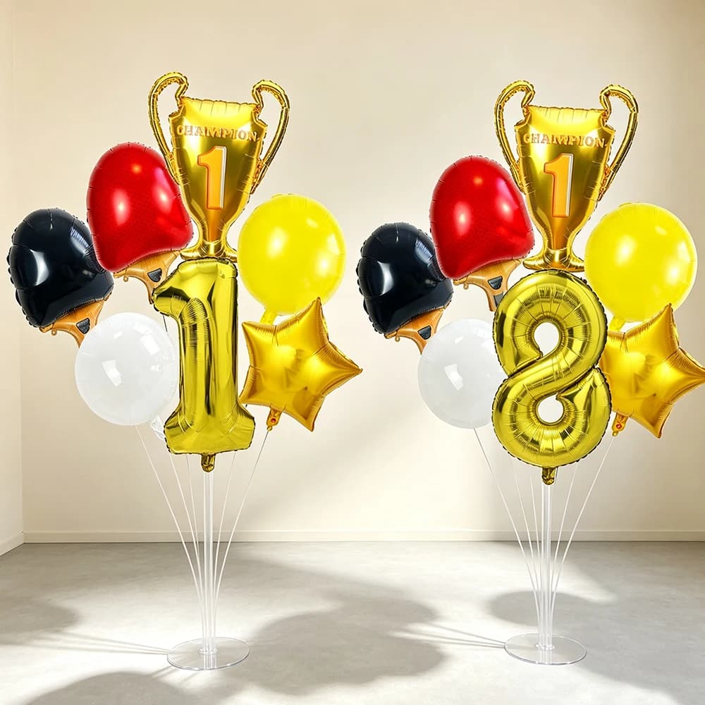 Table Tennis Birthday Decorations Ping Pong Racket Trophy Gold Red Number Balloons Set Sports Theme Boy Birthday Party Decor