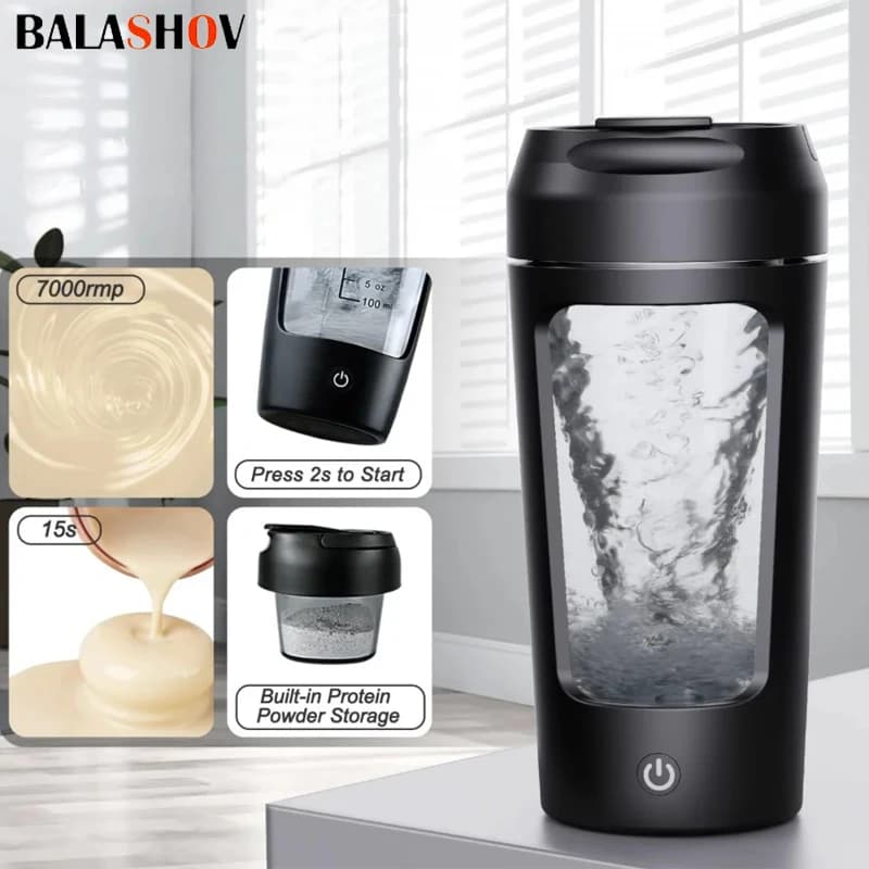 650ml USB Portable Electric Protein Powder Shaker Bottle Whey Shake Cup Whey Protein Mixing Cup for Gym Fitness Sport with Scale