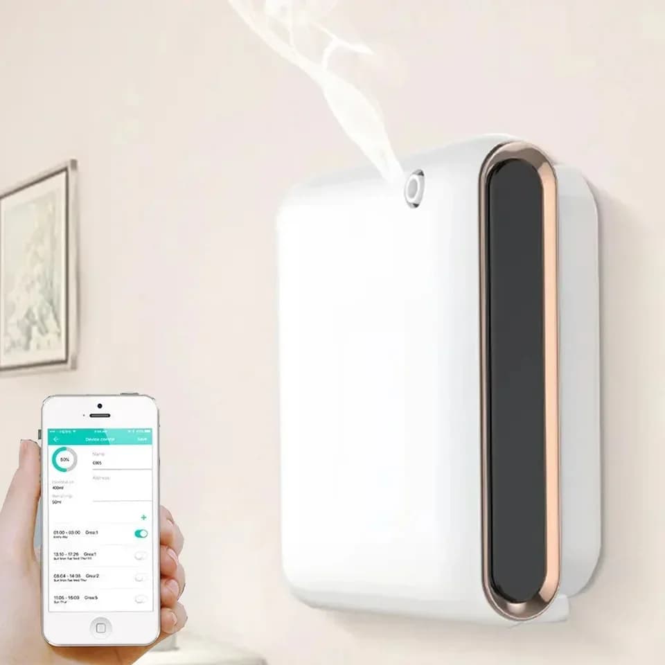 Diffusore di aromi da 100ml distributore di odori di oli essenziali fragranza della stanza dispositivo di deodorante per la casa Bluetooth con Oasis aromatici elettrici