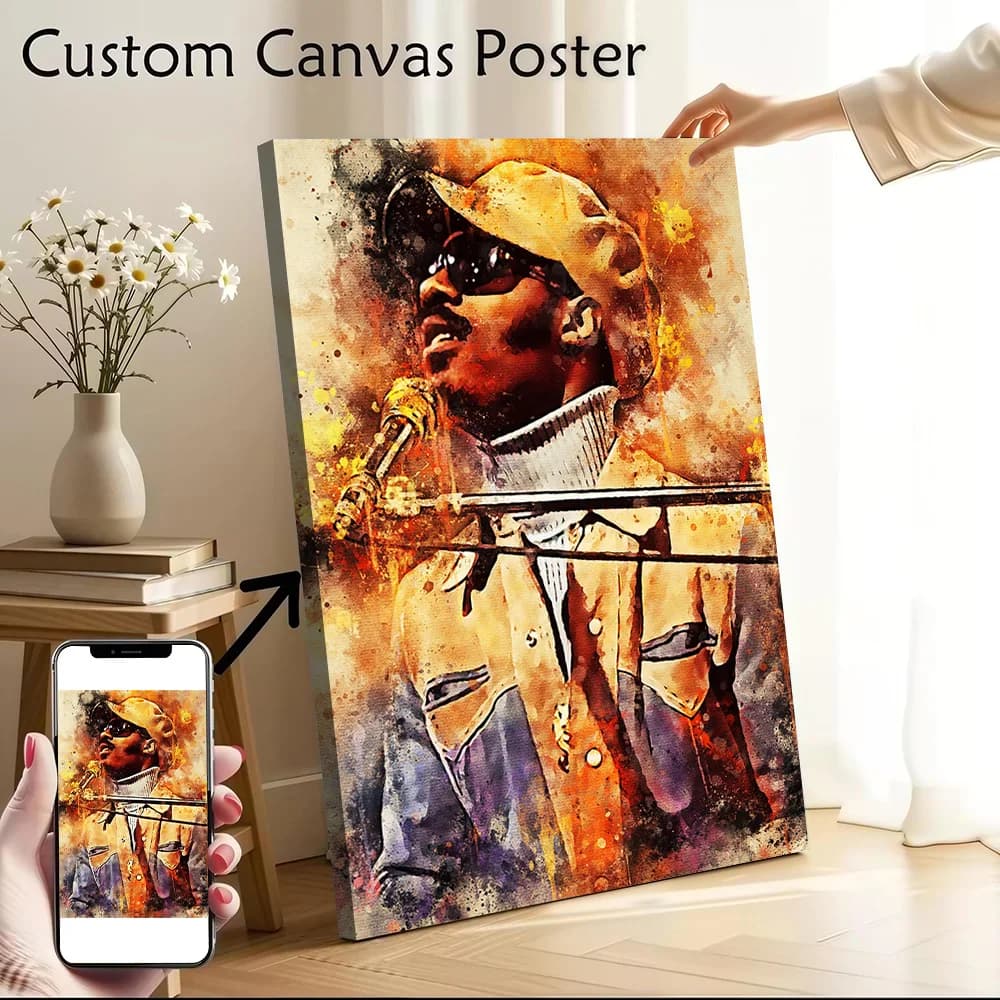 Stevie Wonder Canvas Wall Art Poster Custom Wall Paintings Personalized Photo Printing for Decor Living Room Decoration Bedroom