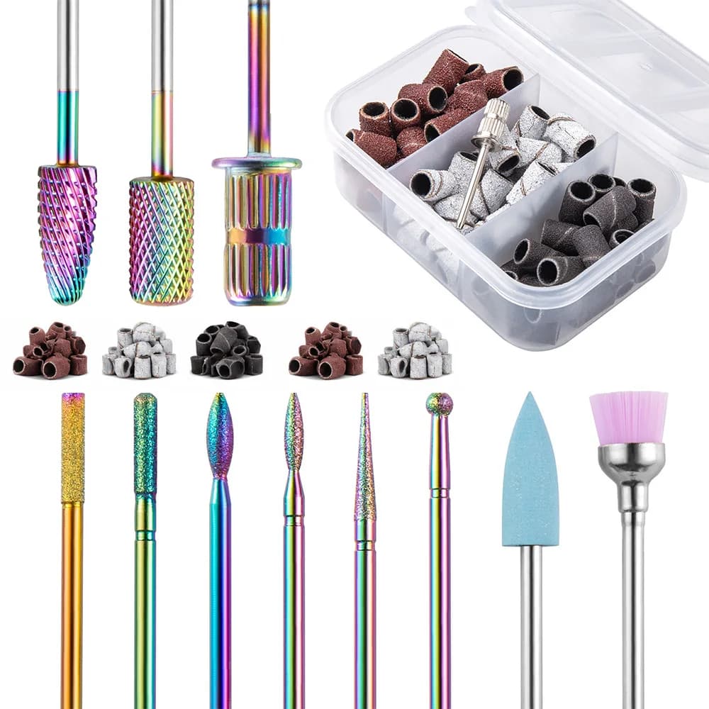 Carbide Nail Drill Bits Set Electric Nail Drill Bit with Small Sanding Bands For Gel Removal Polishing Tools Manicure Home Salon