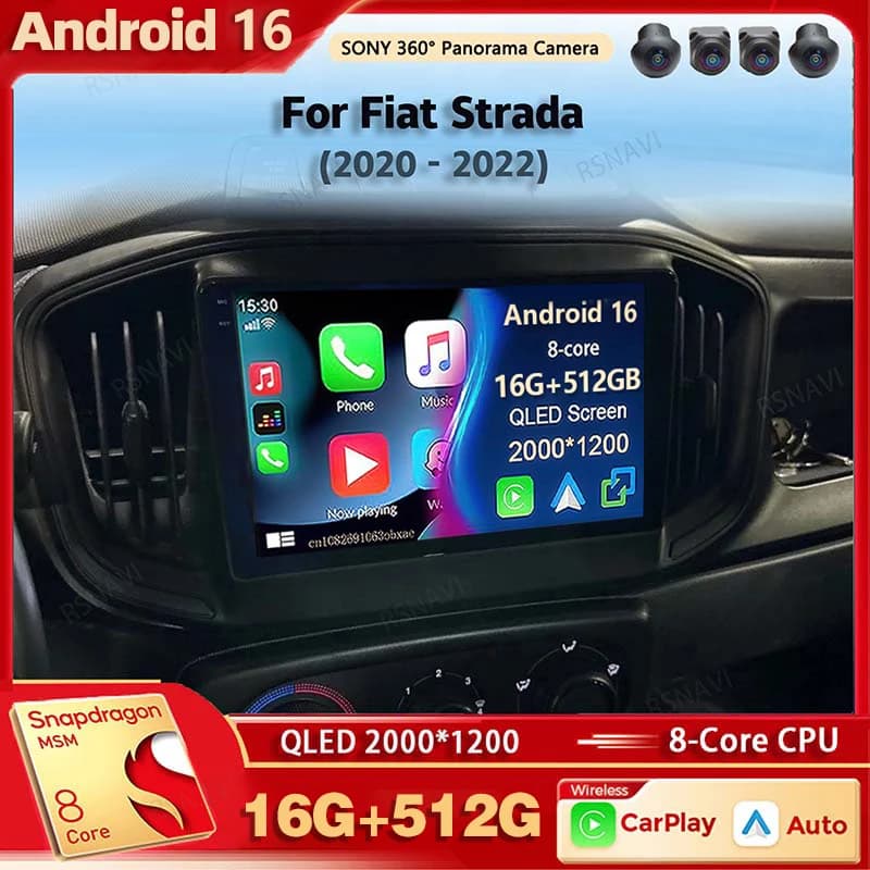 Android 15 Autoradio Lettore Multimediale Per Fiat Strada 2020 2021 2022 Auto Senza Fili Carplay Car Stereo DSP wifi + 4G Ai voce 2Din