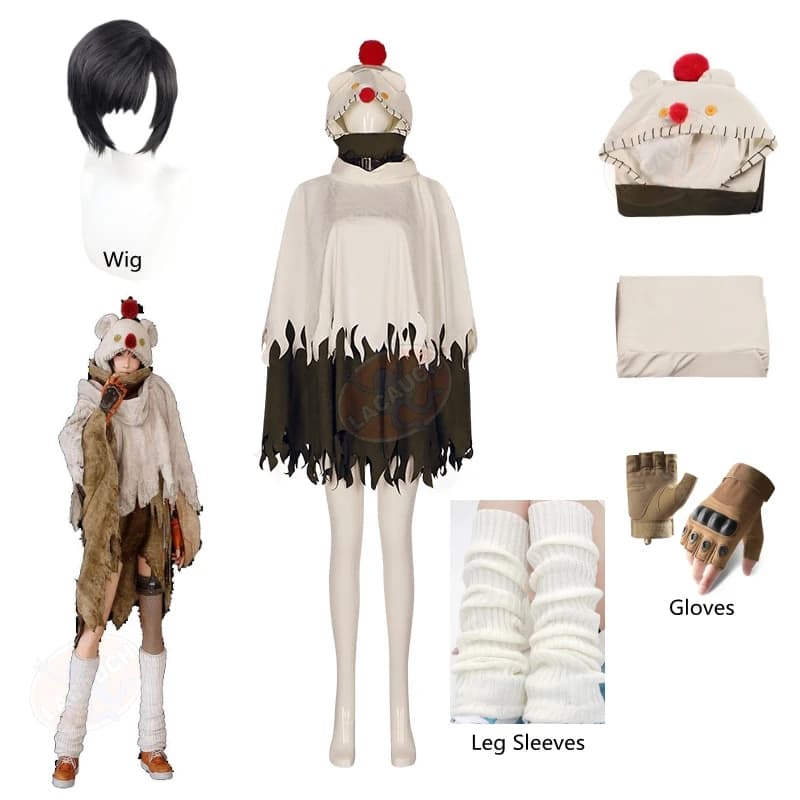 Game Final Fantasy VII: Remake Intergrade Yuffie Kisportabi Moogle mantello parrucca guanti calzini Cosplay Costume outfit Halloween Suit