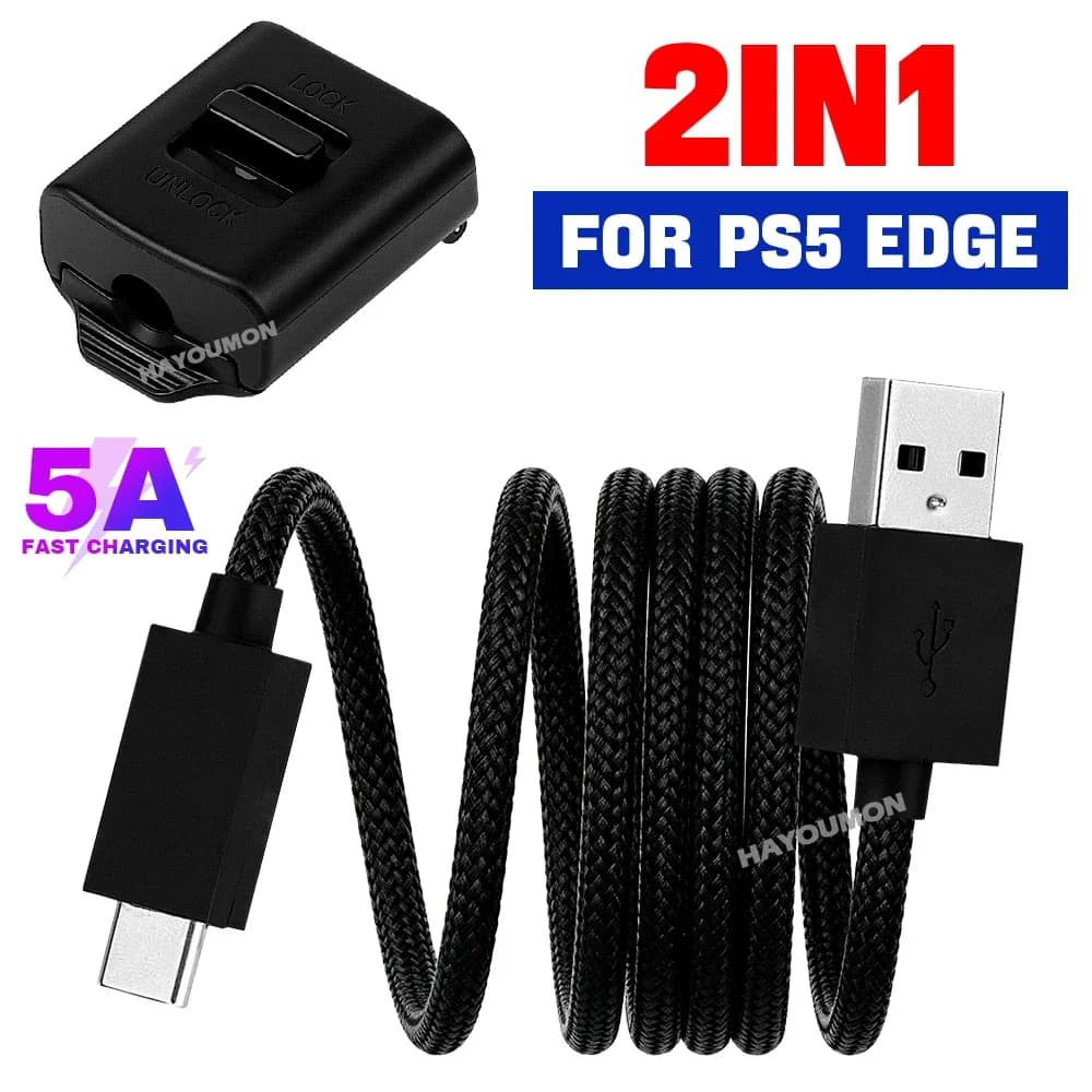 2 IN 1 Replacement Connector Housing Lock + 2.8M Braided USB Cable For PS5 Edge Controller Gamepad Gaming Accessories