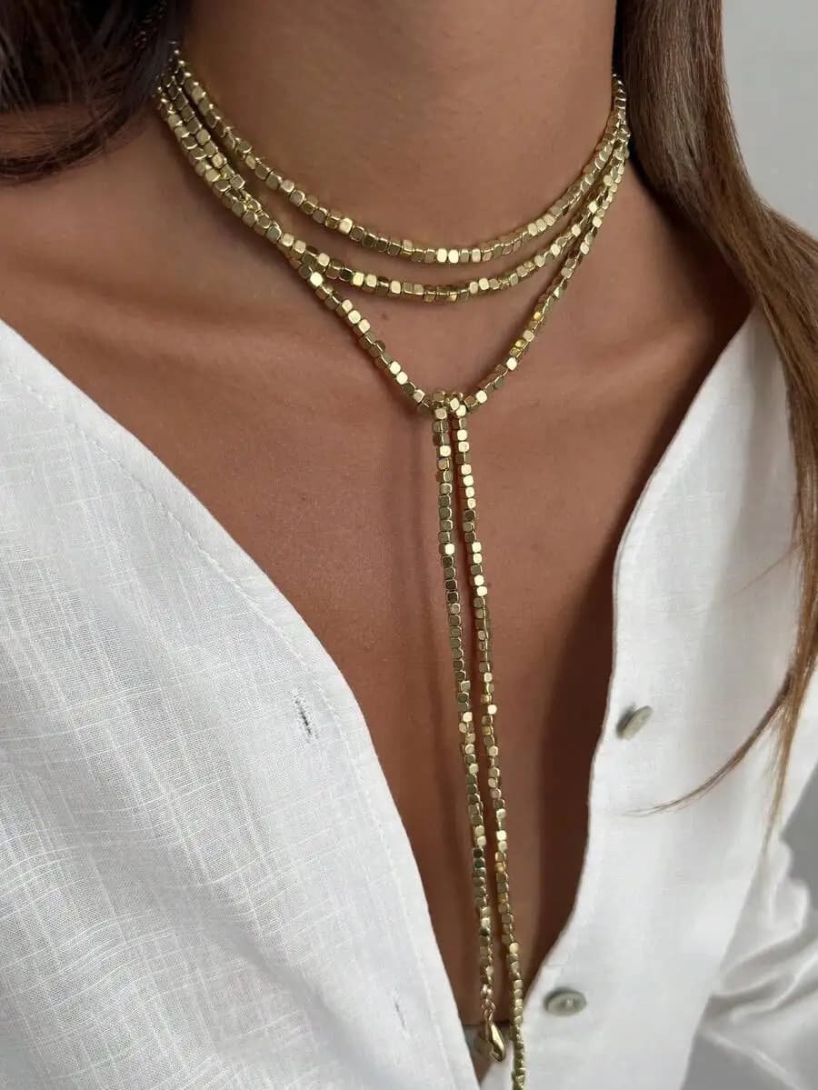 1pc Luxury Sparkling CZ Faux Pearl Beaded Long Necklace, Personalized Metal Disc Tassel Pendant For Women, Suitable For Parties,