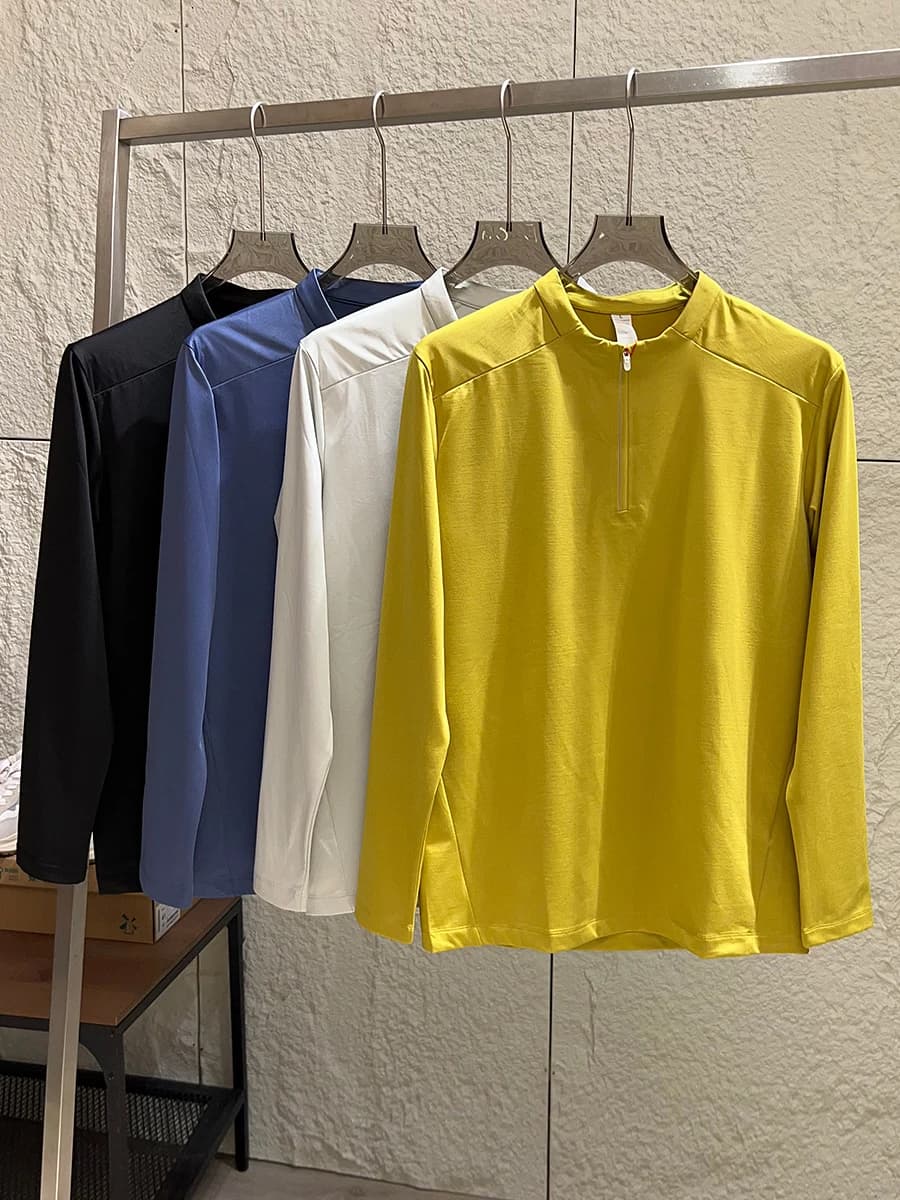 High-End Outdoor Men's Long Sleeve T-Shirt Moisture Wicking Breathable Fleece Lined Half Zip up Base Layer Sporty Style