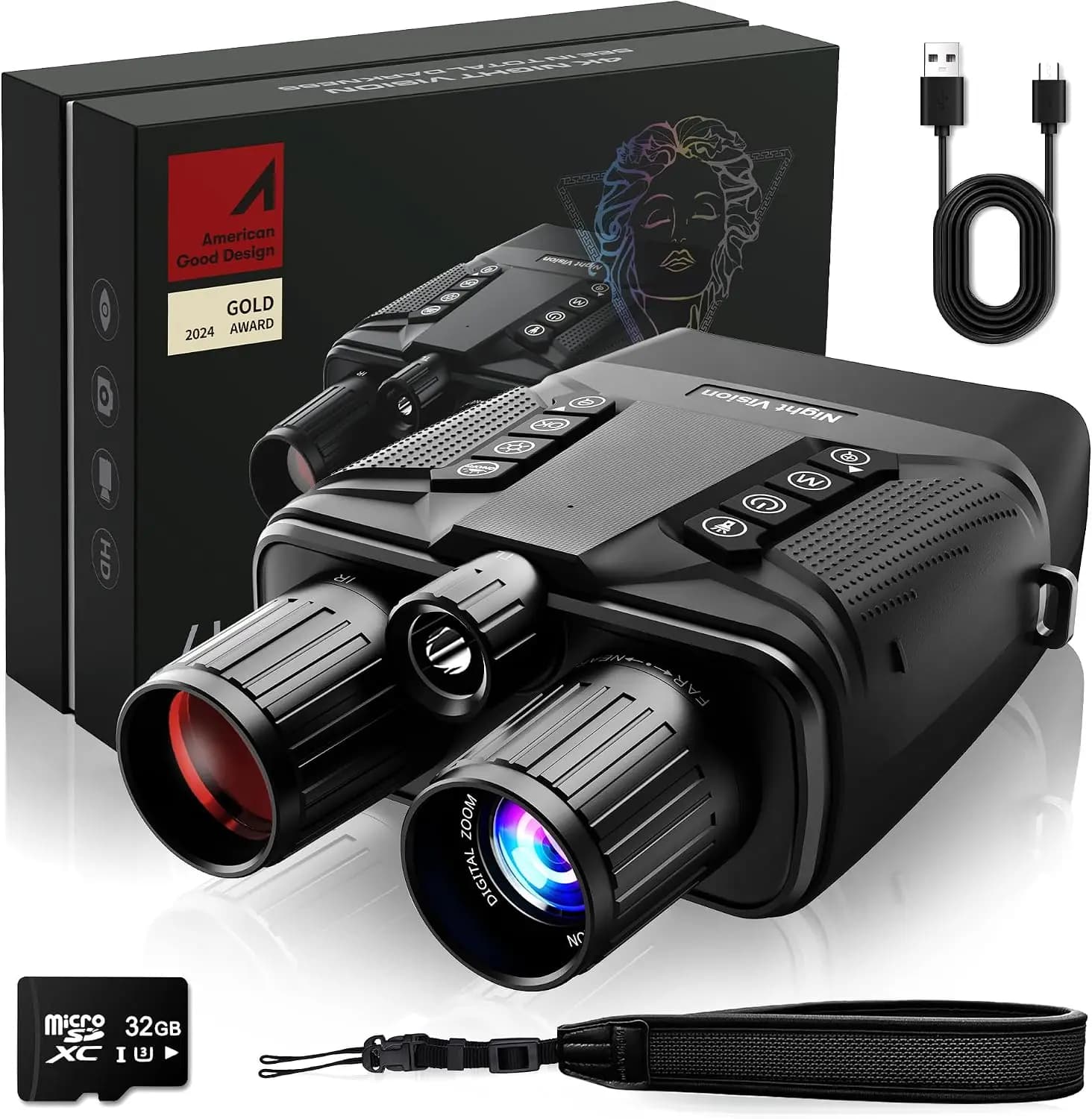 Night Vision Goggles Eagle 4K Night Vision Binoculars Adults Dual Modes 5000mAh Battery 32GB SD Card Included Adventure Surveill