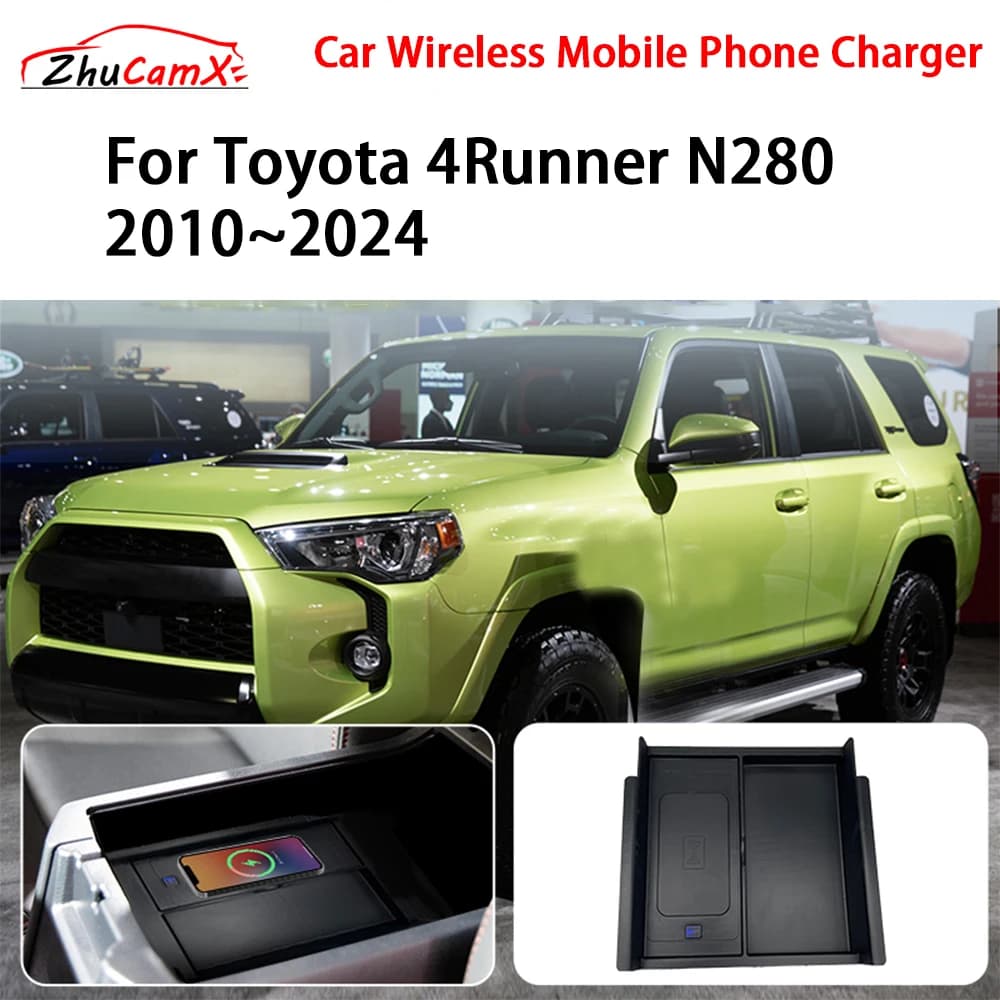 Caricatore per telefono cellulare wireless per auto Console centrale di archiviazione QI 18W iPhone ricarica rapida per Toyota 4Runner N280 2010-2024