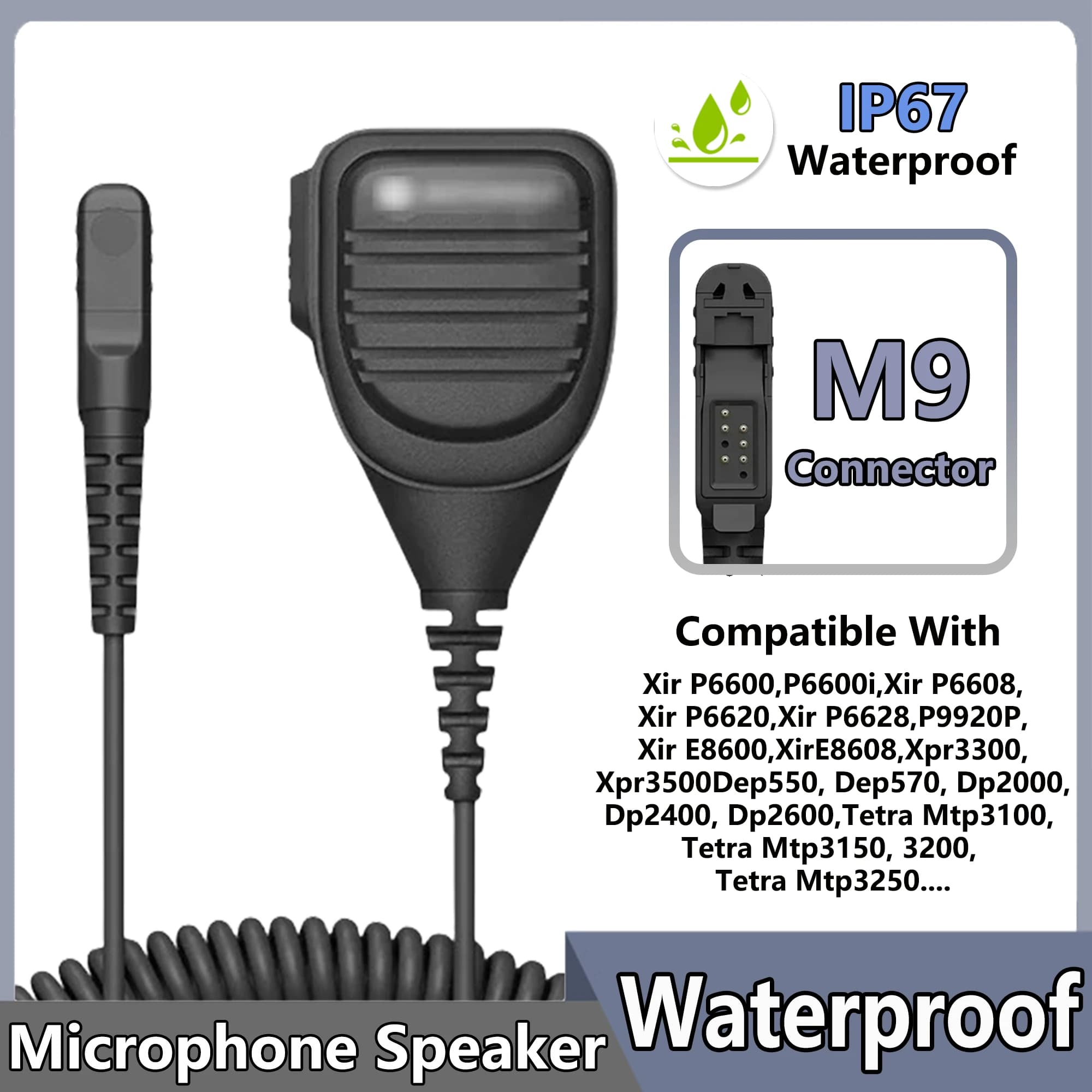 Walkie Talkie Microfono Altoparlante IP67 Jack per cuffie impermeabile compatibile con Motorola Xir P6600 P6608 P6628 E8600 Xpr3300 3500