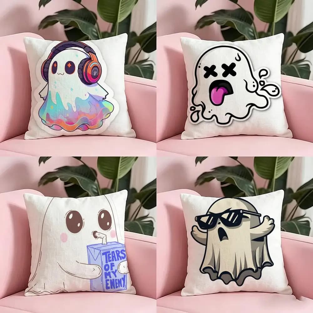 Ins Style cute Ghost Cushion Cover Anti-dustmite Pillowcase Invisible zipper silky short plush Sofa cushion cover