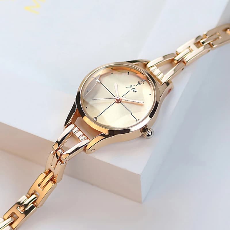 Orologio da polso da donna elegante orologio da polso di lusso da donna in oro rosa con strass semplice moda femminile al quarzo relogio feminino