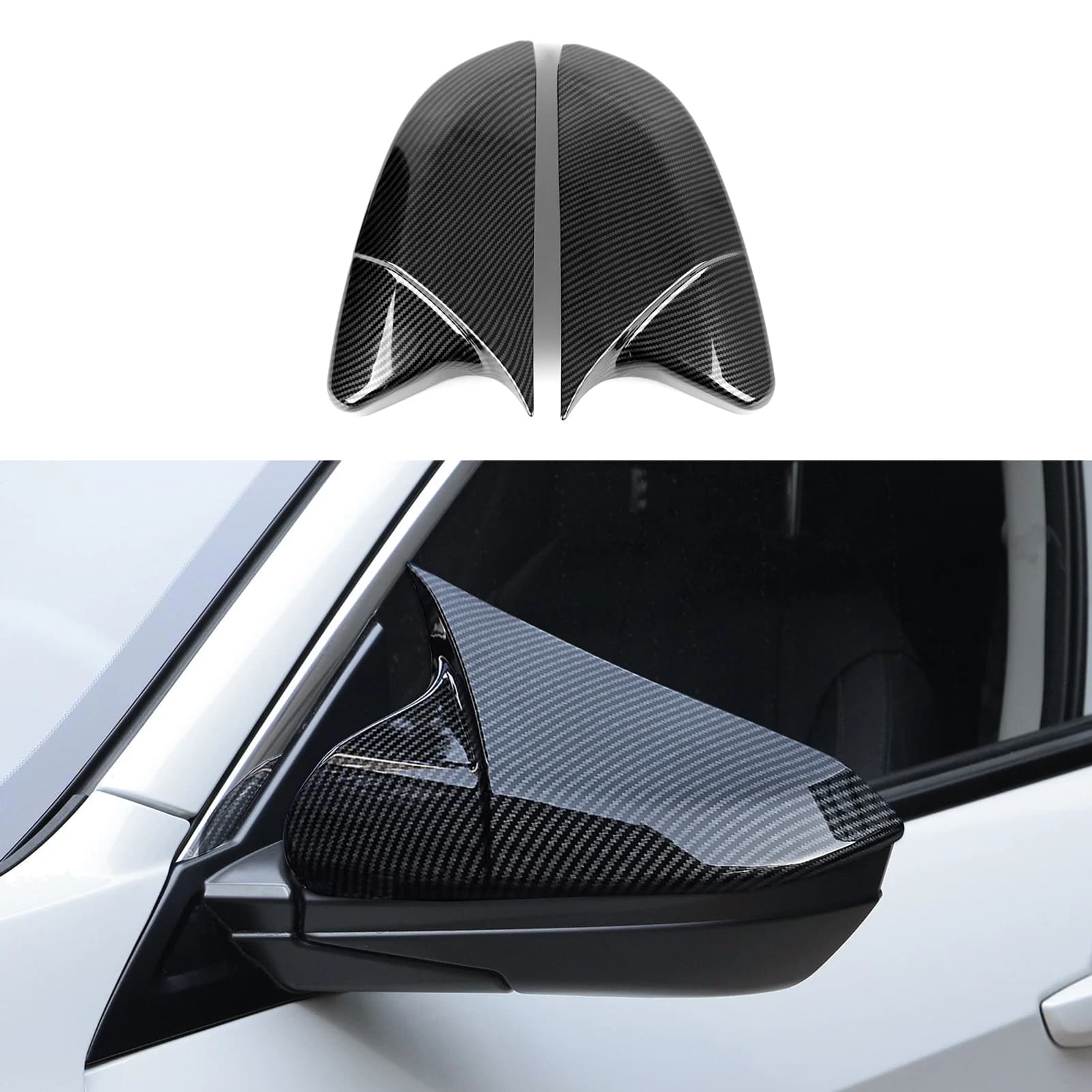 For Honda Civic 10th Generation (2016-2021) Coating Accessories, Car Rearview Mirror Cover Panel, Carbon Fiber Indoor ABS Stickers