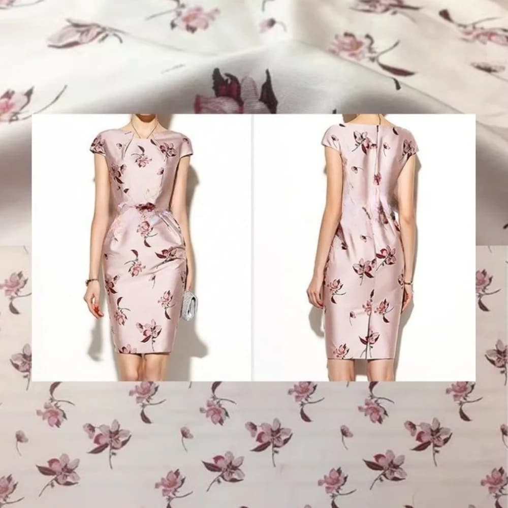 Jacquard Brocade Fabric Flower Pattern Autumn Winter Three-color Cheongsam Dress Hanfu Yarn-dyed Cloth By The Meter Diy Sewing