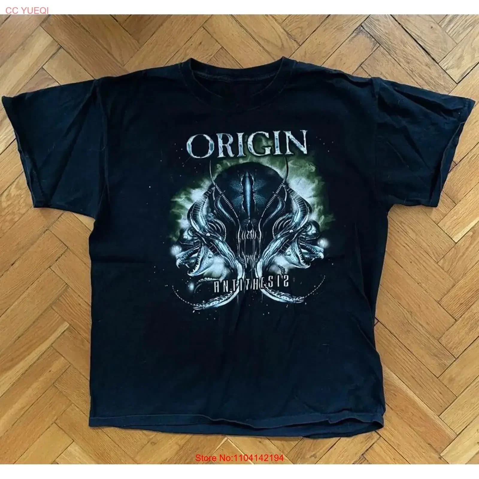 T-shirt Antithesis Album Origin Band Nera S-5XL 1N0375 Vintage Lavata con Grafica Elasticizzata Unisex Streetwear Designer
