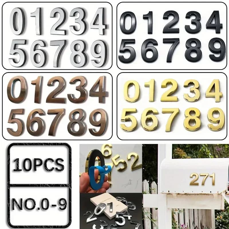 10Pcs 5*3.3 Apartment Door Number for House Sign Family Name Outdoor Mail Box Address Plate for Alarm Clock Sticker Street