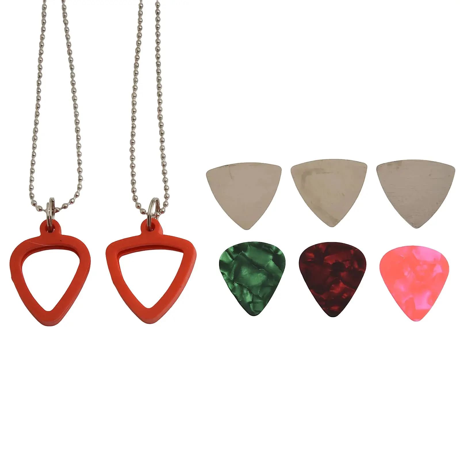 Collana porta plettro per chitarra con 3 plettri in acciaio inossidabile3Pick in celluloide colorato per basso elettrico Regali per musicisti