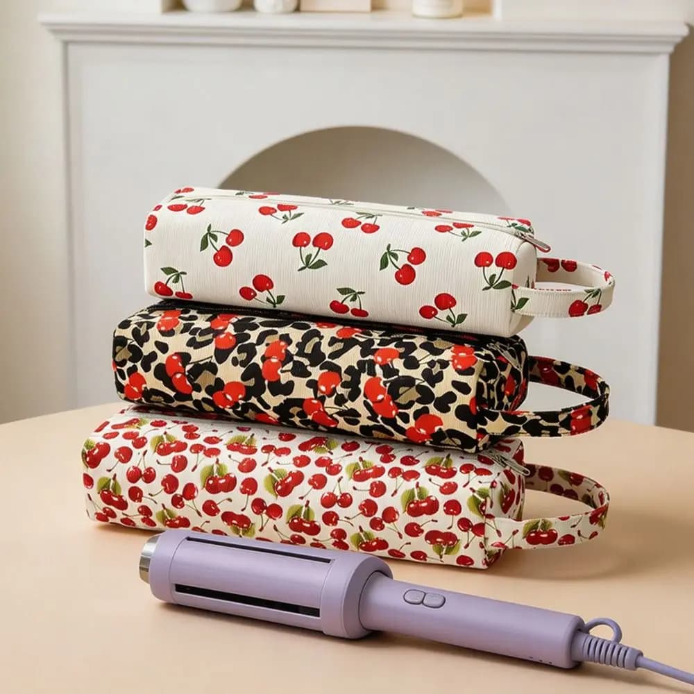 Large Capacity Hair Dryer Storage Bag Dustproof Portable Curling Iron Carrying Case Zipper Closure with Handle Cosmetics Bag