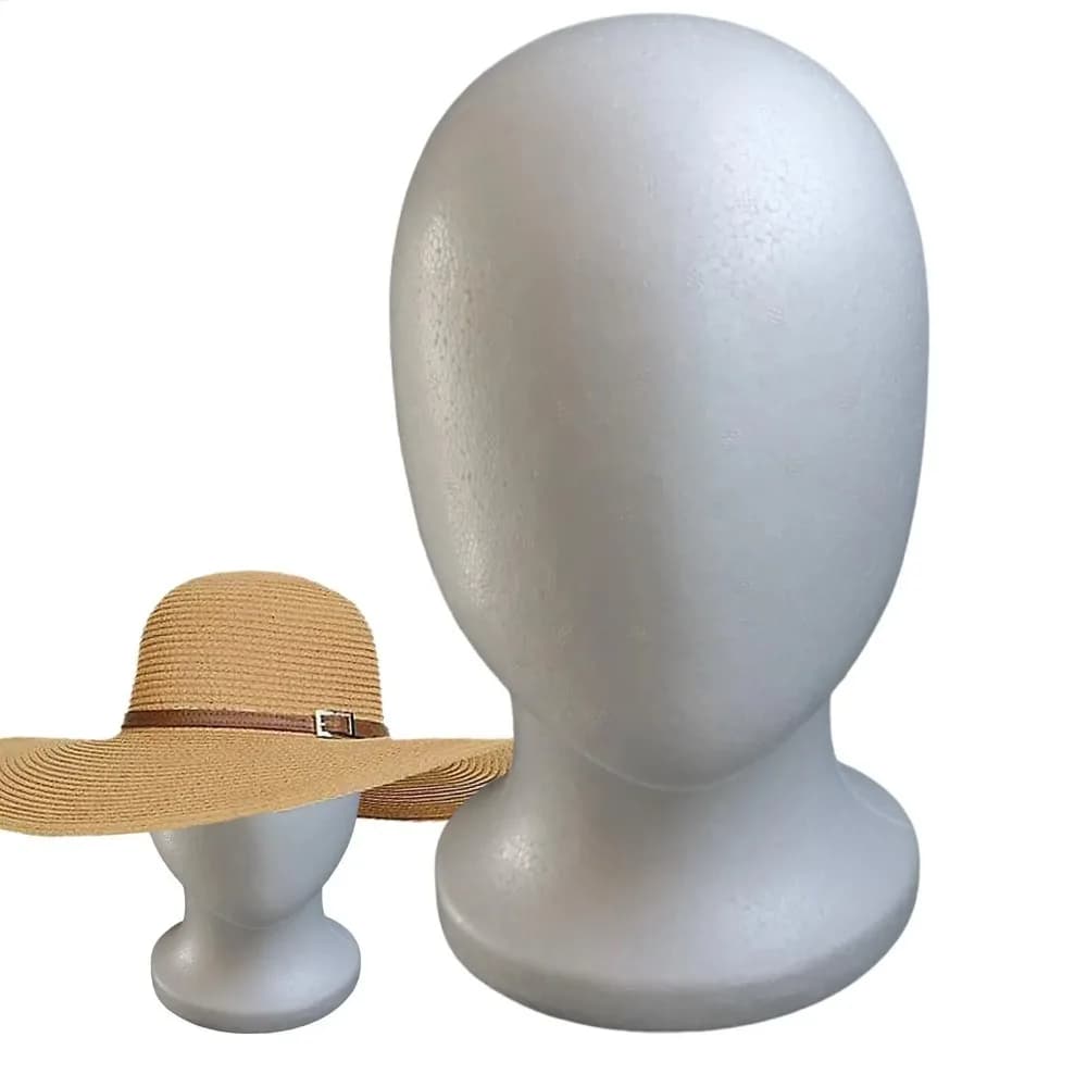 1 pezzo Modello umano da uomo, modello di testa di bambola, testa in schiuma per parrucche, espositore per cappelli, bianco, stile semplice