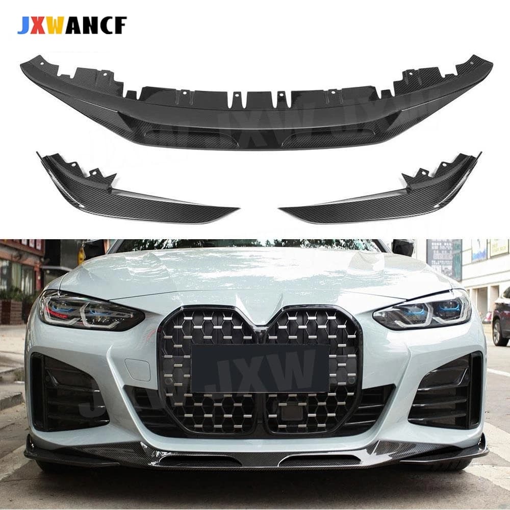 JXWANCF Dry Carbon Fiber bumper Front Lip Meter Spoiler for BMW 4 G26 M Sport Berlina 2020+ bumper Car FRP